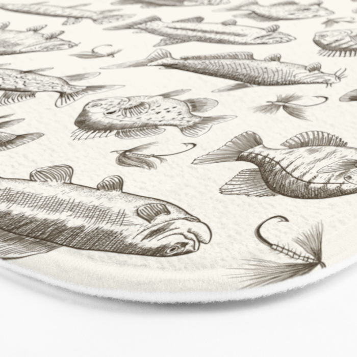 Brown - Freshwater Fish Toile Bath Mat Gallery Image 3