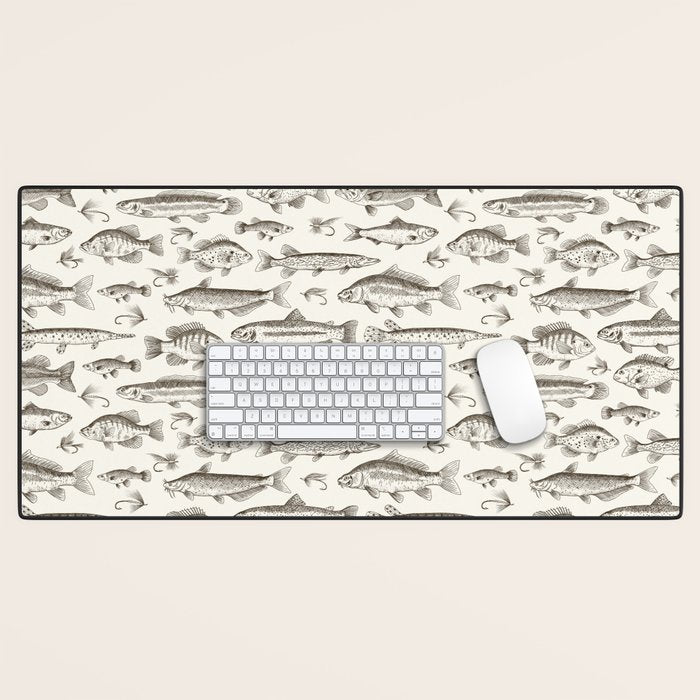 Brown - Freshwater Fish Toile Desk Mat Gallery Image 1
