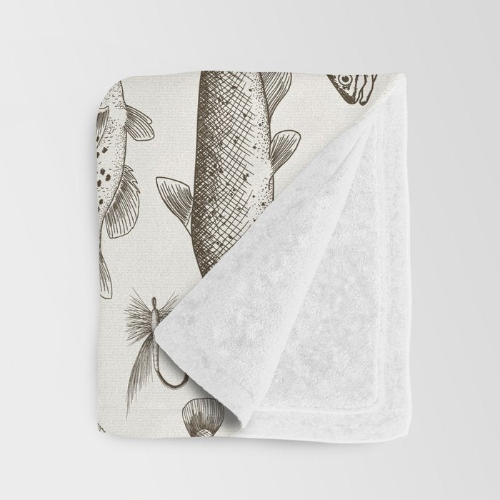 Brown - Freshwater Fish Toile Throw Blanket Gallery Image 3