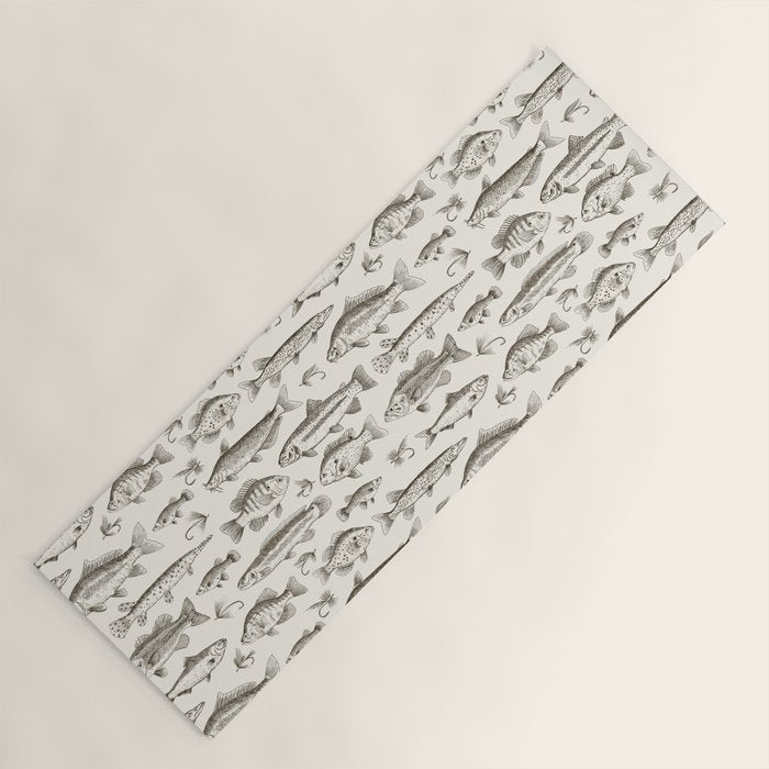 Brown - Freshwater Fish Toile Yoga Mat Gallery Image 1