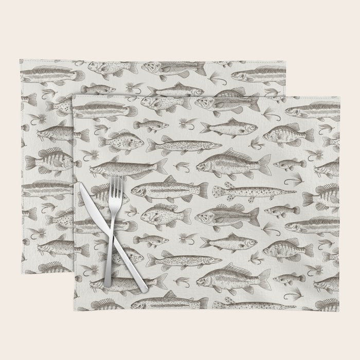 Brown - Freshwater Fish Toile Placemat Gallery Image 1