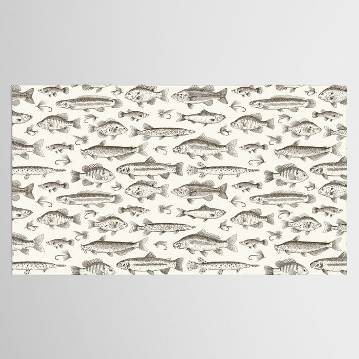 Brown - Freshwater Fish Toile Tablecloth Gallery Image 2