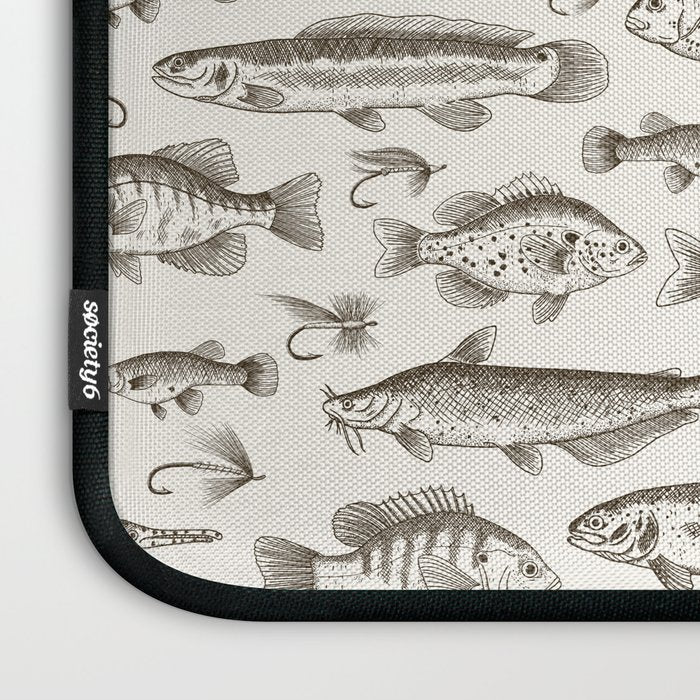 Brown - Freshwater Fish Toile Laptop Sleeve Gallery Image 3
