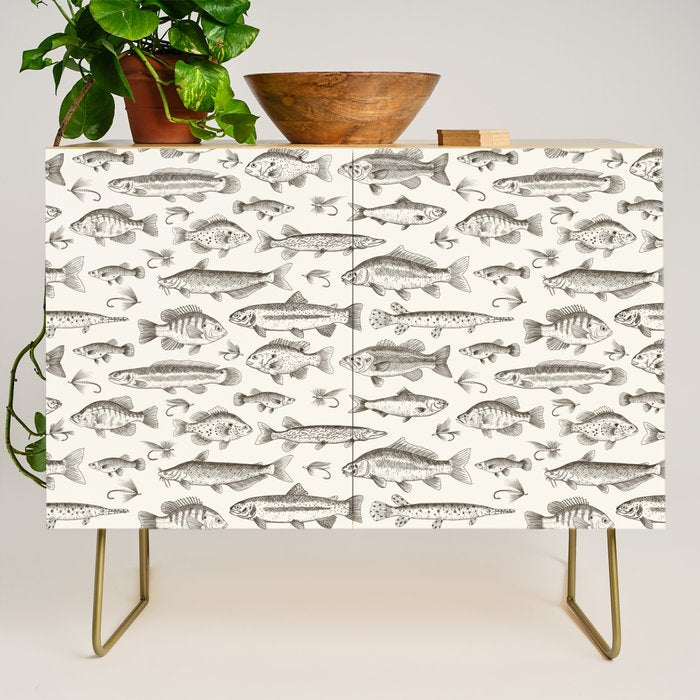 Brown - Freshwater Fish Toile Credenza Gallery Image 1