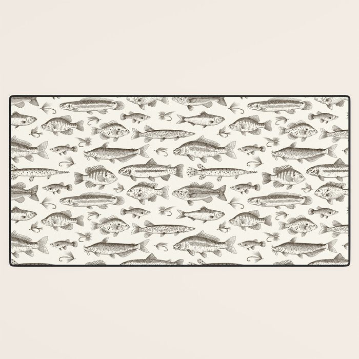 Brown - Freshwater Fish Toile Desk Mat Gallery Image 3