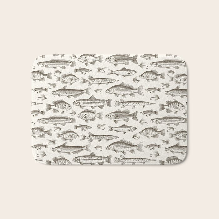 Brown - Freshwater Fish Toile Bath Mat Gallery Image 1