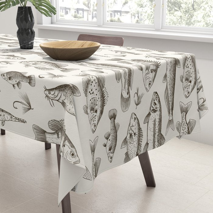 Brown - Freshwater Fish Toile Tablecloth Gallery Image 3