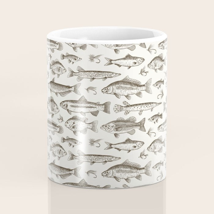 Brown - Freshwater Fish Toile Coffee Mug Gallery Image 4