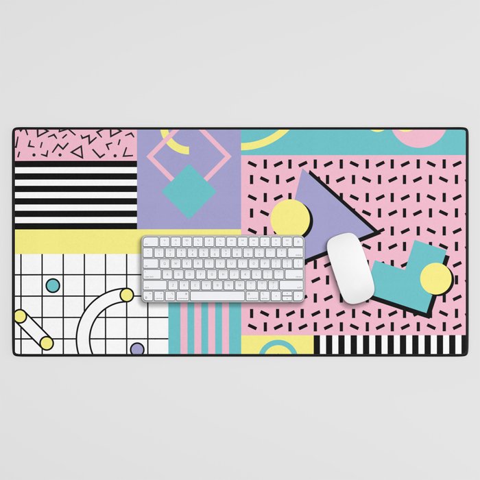 Memphis Pattern 27 - 80s - 90s Retro / 1st year anniversary design Desk Mat Gallery Image 1
