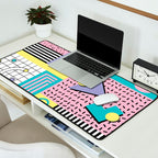 Memphis Pattern 27 - 80s - 90s Retro / 1st year anniversary design Desk Mat Gallery Image 2