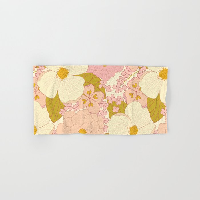 Pink Pastel Vintage Floral Pattern Bath Towel Gallery Image 1