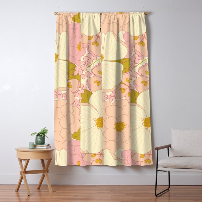 Pink Pastel Vintage Floral Pattern Window Curtain Gallery Image 5