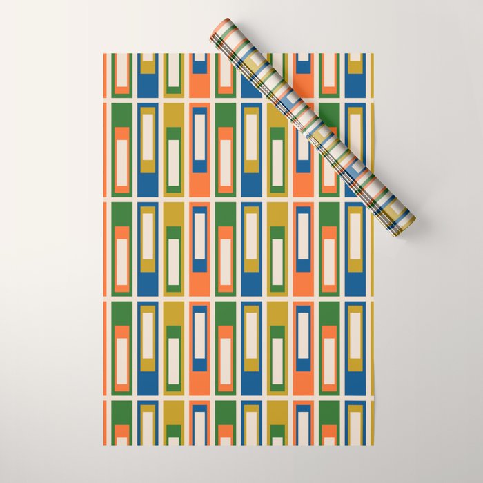 Mid Century Modern Geometric Lexington Ave Multicolored Retro Pattern Wrapping Paper Gallery Image 1