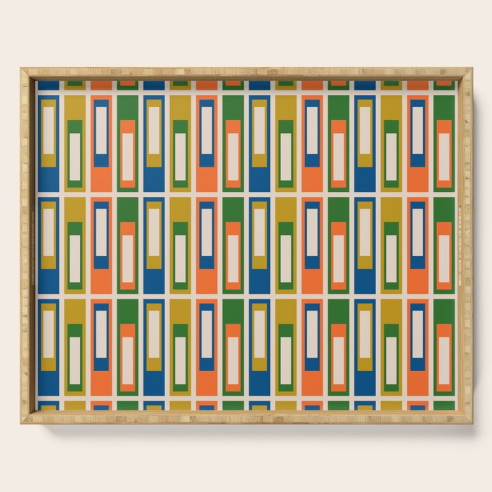 Mid Century Modern Geometric Lexington Ave Multicolored Retro Pattern Serving Tray Gallery Image 1