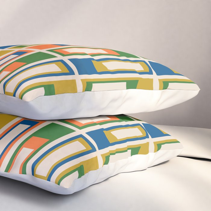 Mid Century Modern Geometric Lexington Ave Multicolored Retro Pattern Pillow Sham Gallery Image 3