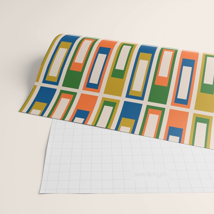 Mid Century Modern Geometric Lexington Ave Multicolored Retro Pattern Wrapping Paper Gallery Image 2
