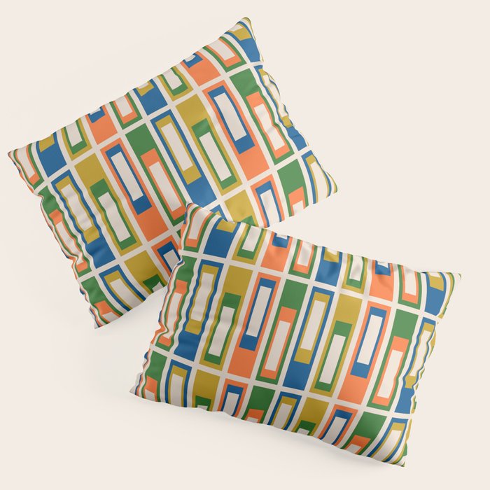 Mid Century Modern Geometric Lexington Ave Multicolored Retro Pattern Pillow Sham Gallery Image 3