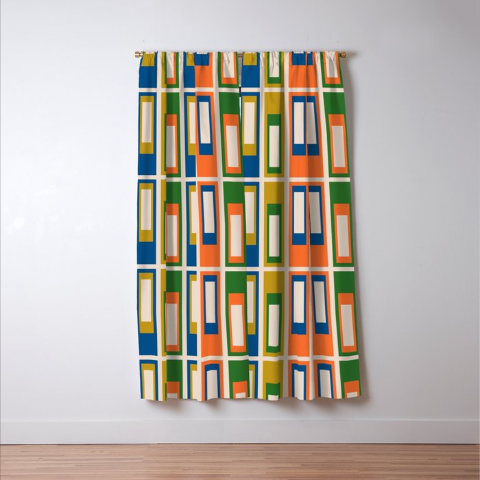 Mid Century Modern Geometric Lexington Ave Multicolored Retro Pattern Window Curtain Gallery Image 3