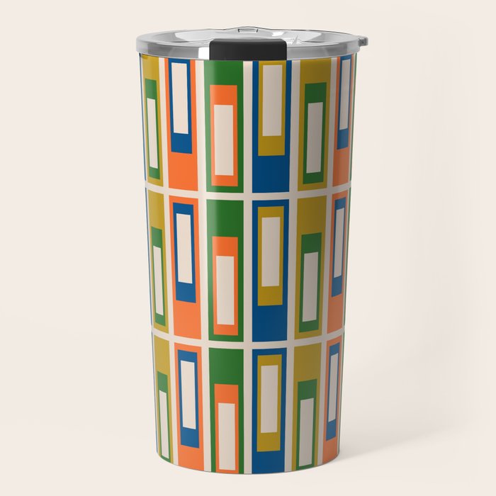 Mid Century Modern Geometric Lexington Ave Multicolored Retro Pattern Travel Mug Gallery Image 1