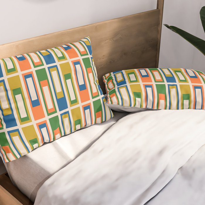 Mid Century Modern Geometric Lexington Ave Multicolored Retro Pattern Pillow Sham Gallery Image 2