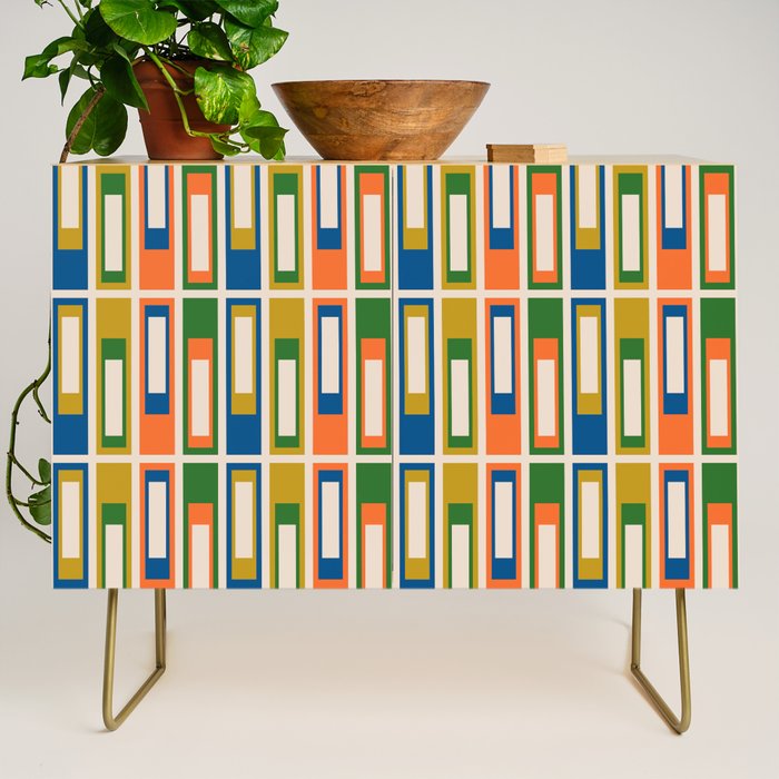 Mid Century Modern Geometric Lexington Ave Multicolored Retro Pattern Credenza Gallery Image 1
