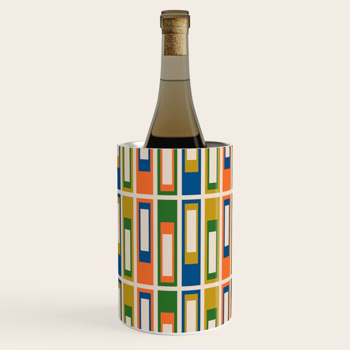 Mid Century Modern Geometric Lexington Ave Multicolored Retro Pattern Wine Chiller Gallery Image 2