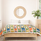 Mid Century Modern Geometric Lexington Ave Multicolored Retro Pattern Duvet Cover Gallery Image 3