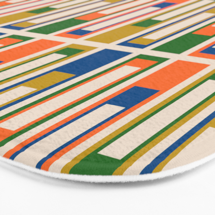 Mid Century Modern Geometric Lexington Ave Multicolored Retro Pattern Bath Mat Gallery Image 3