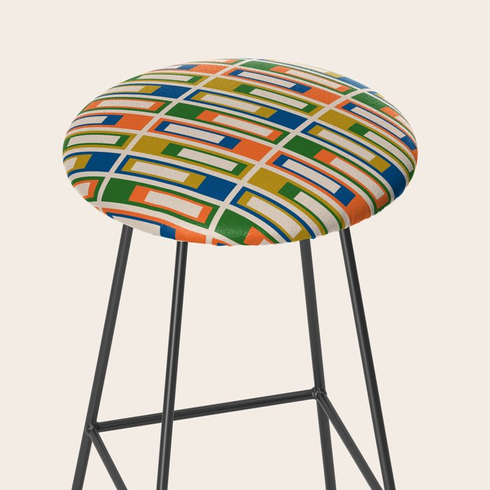 Mid Century Modern Geometric Lexington Ave Multicolored Retro Pattern Stool Gallery Image 2