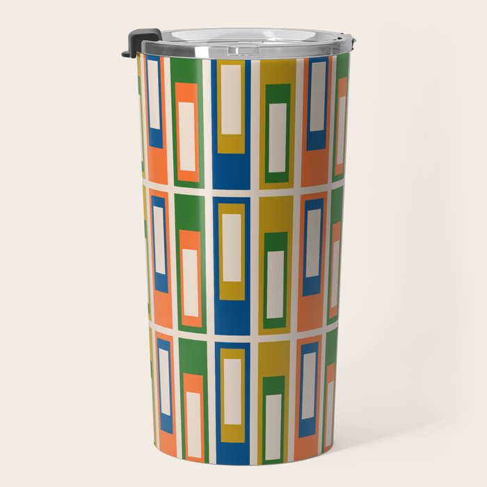 Mid Century Modern Geometric Lexington Ave Multicolored Retro Pattern Travel Mug Gallery Image 3