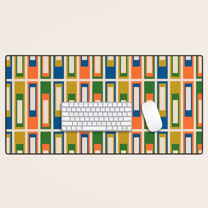 Mid Century Modern Geometric Lexington Ave Multicolored Retro Pattern Desk Mat Gallery Image 1