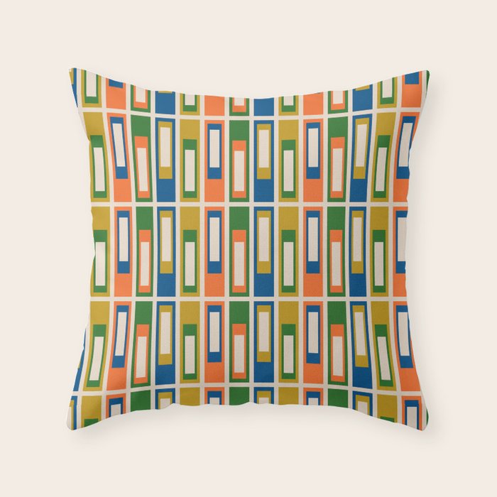Mid Century Modern Geometric Lexington Ave Multicolored Retro Pattern Throw Pillow Gallery Image 6
