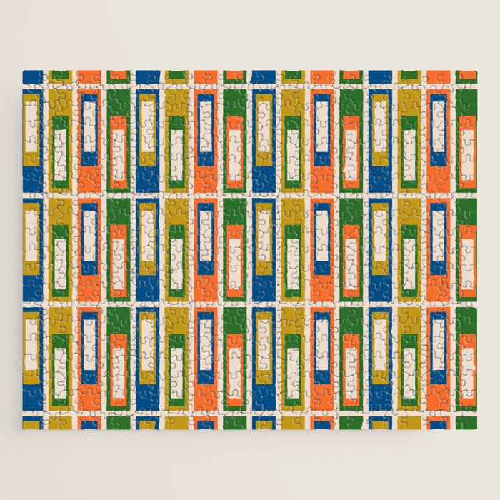 Mid Century Modern Geometric Lexington Ave Multicolored Retro Pattern Jigsaw Puzzle Gallery Image 1