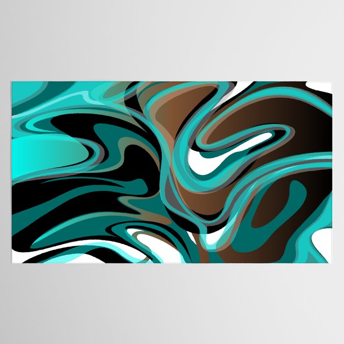 Liquify - Brown, Turquoise, Teal, Black, White Tablecloth Gallery Image 2