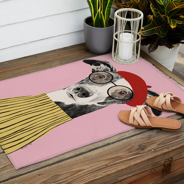 French style greyhound dog portrait Outdoor Rug Gallery Image 2