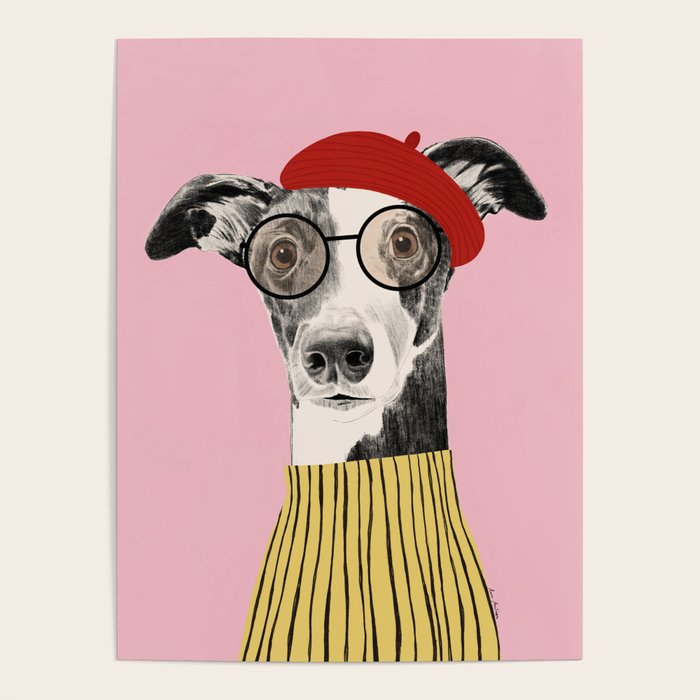 French style greyhound dog portrait Poster Gallery Image 4