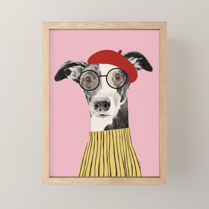 French style greyhound dog portrait Mini Art Print Gallery Image 1