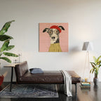 French style greyhound dog portrait Wood Wall Art Gallery Image 2