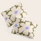 Retro Daisy - cream, purple and dark olive  Pillow Sham Gallery Image 3