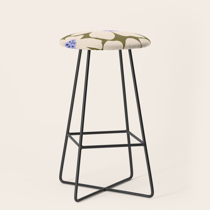 Retro Daisy - cream, purple and dark olive  Stool Gallery Image 1