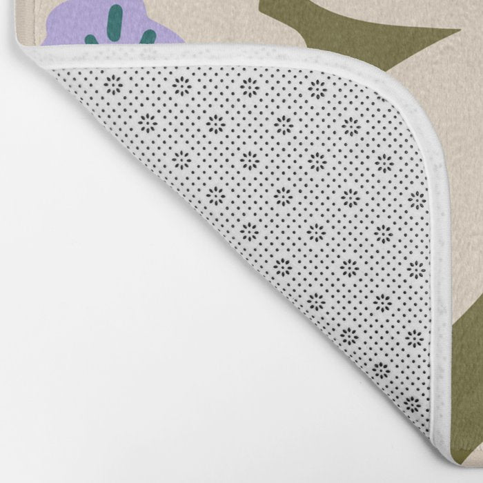 Retro Daisy - cream, purple and dark olive  Bath Mat Gallery Image 2