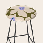 Retro Daisy - cream, purple and dark olive  Stool Gallery Image 2