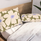 Retro Daisy - cream, purple and dark olive  Pillow Sham Gallery Image 2