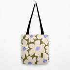 Retro Daisy - cream, purple and dark olive  Tote Bag Gallery Image 2