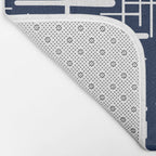 Mid-Century Modern Kinetikos Pattern in Nautical Navy Blue and White Bath Mat Gallery Image 2