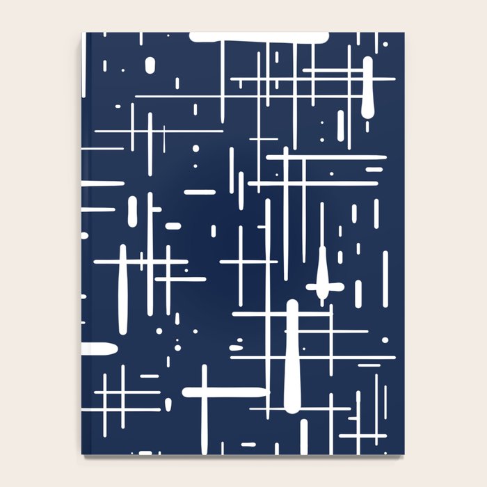 Mid-Century Modern Kinetikos Pattern in Nautical Navy Blue and White Notebook Gallery Image 4
