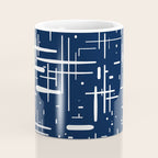 Mid-Century Modern Kinetikos Pattern in Nautical Navy Blue and White Coffee Mug Gallery Image 4