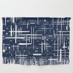 Mid-Century Modern Kinetikos Pattern in Nautical Navy Blue and White Wall Hanging Gallery Image 1