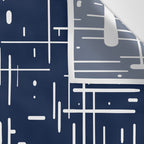 Mid-Century Modern Kinetikos Pattern in Nautical Navy Blue and White Wall Tapestry Gallery Image 3