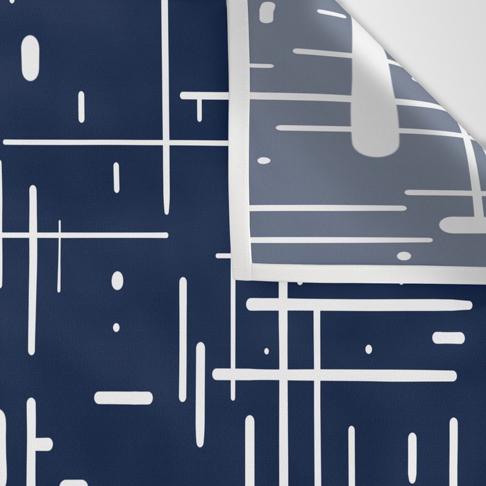 Mid-Century Modern Kinetikos Pattern in Nautical Navy Blue and White Wall Tapestry Gallery Image 3